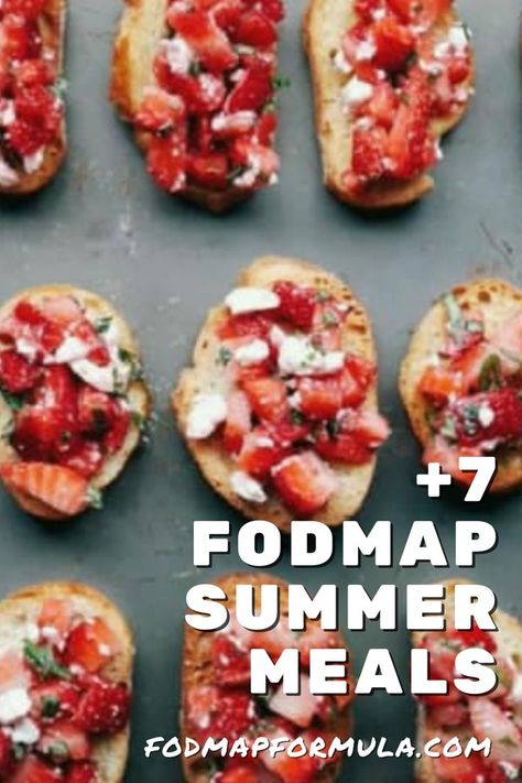 summer, bruschetta, strawberries, basil, appetizer, low fodmap Low Fodmap Picnic Food, Low Fodmap Summer Recipes, Fibre Snacks, Summer Bruschetta, Low Fodmap Appetizers, Bruschetta Bites, Fodmap Meals, Classic Bruschetta, Fresh Basil Recipes