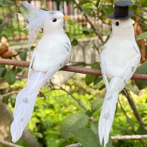 Amazon.com: 2pcs White Artificial Birds Clip on Doves Wedding Love Bird Ornaments Foam Feather Bird for Wedding Decoration Crafts : Arts, Crafts & Sewing Feather Bird, Wedding Doves, Artificial Birds, Home Ornaments, Love Birds Wedding, Window Decorations, Love Bird, Christmas Bird, Future Wedding Plans