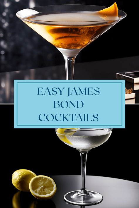 Discover 3 quick and classy James Bond cocktail recipes including Vesper Martini and Moonraker. Elevate your mixology skills with these iconic drinks! 007 Party, Vesper Martini, Cocktail List, Sazerac, Rye Whiskey, Whiskey Cocktails, White Rum, Bond Movies, Romantic Evening