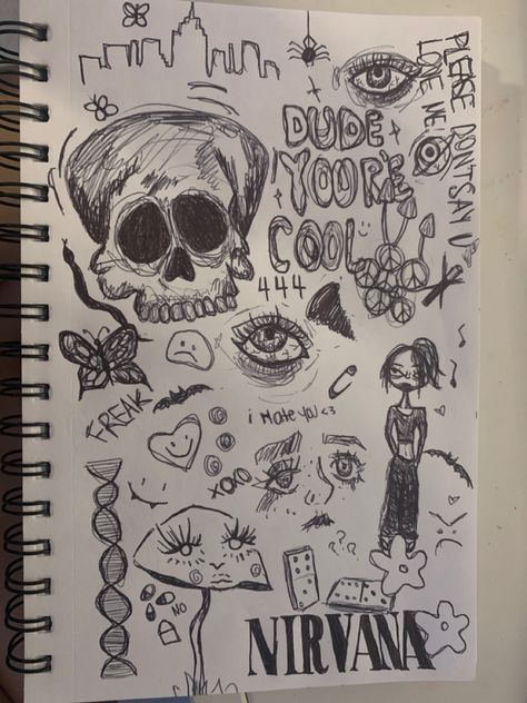 Doodle Grunge, Vent Book, Notebook Doodles, Arte Grunge, Indie Drawings, Doodle Art Drawing, Sketchbook Art Journal, Grunge Art, Random Image