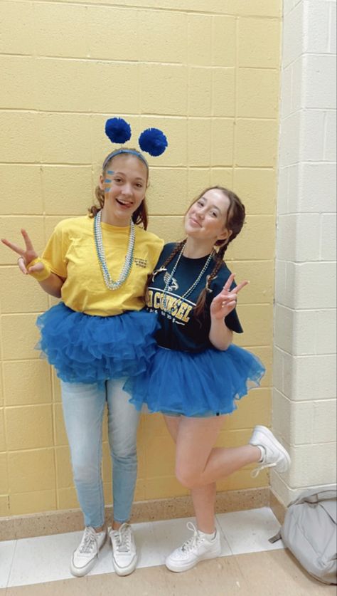 Blue And Gold Spirit Week Outfits, Blue And Gold Spirit Day, Blue Spirit Week Outfit, Blue And White Spirit Day School, Blue And Gold Day Spirit Week, Blue Spirit Day Outfits, Pep Rally Outfits, Blue Spirit, Spirit Week Outfits