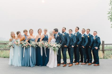 Romantic Garden Party Wedding in Shades of Blue Romantic Garden Party, Classic Blue Wedding, Wedding Colors Blue, Dusty Blue Weddings, Bridesmaid Dress Colors, Wedding Theme Colors, Blue Bridal, Garden Party Wedding, Romantic Garden