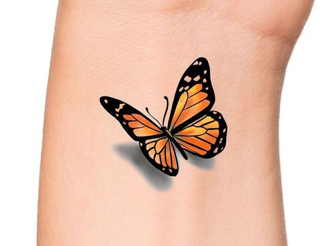 3D Butterfly Temporary Tattoo / Temporary Tattoo Orange Butterfly / Tattoo Design / Tattoo Women - Etsy Canada Butterfly 3d Tattoo, Butterfly Tattoos Design, Yellow Butterfly Tattoo, Butterfly Temporary Tattoo, Butterfly Tattoo Design, Borboleta Tattoo, Butterfly Tattoos Images, Monarch Butterfly Tattoo, Love Symbol Tattoos