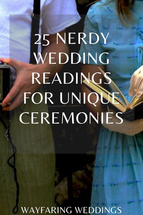 It’s really hard to find nerdy and unique wedding readings that aren’t lame or played out. I really tried to find the readings I thought were the best and that could be incorporated into a larger wedding theme.   Many of these are really cool AND beautiful. I hope you find what you’re looking for! Unique Wedding Ceremony Readings, Nerdy Wedding Vows To Husband, Lotr Wedding Quotes, Wedding Ideas Nerdy, Lotr Wedding Vows, Atla Themed Wedding, Nerdy Wedding Readings, Plant Theme Wedding, Weird Wedding Themes