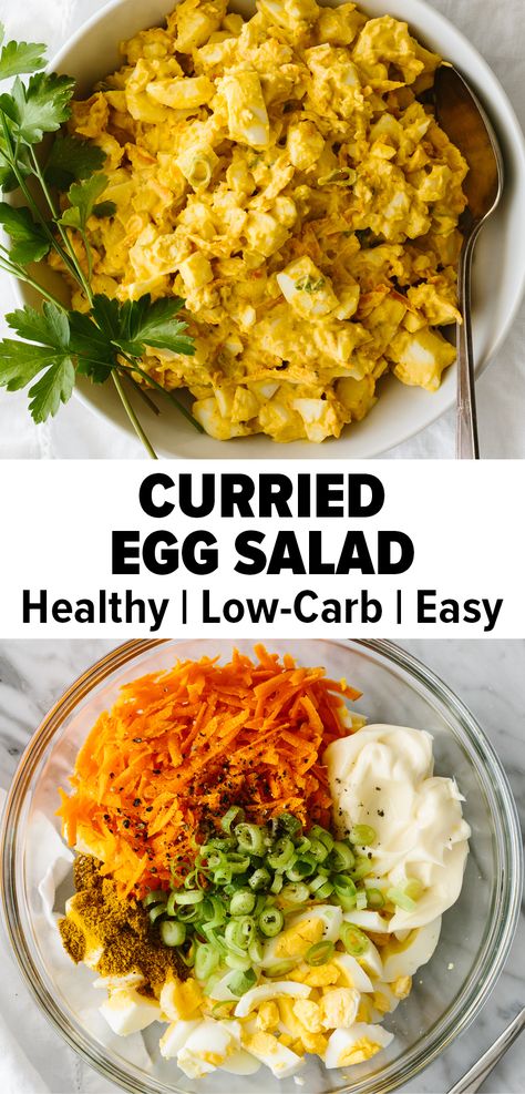 Curry Egg Salad Recipe, Egg Salad Bowl, Egg Salad Variations, Curried Eggs Recipes, Egg Salad Ideas, Egg Salad Lunch, Curried Egg Salad Recipe, Curried Egg Sandwich, Curry Eggs