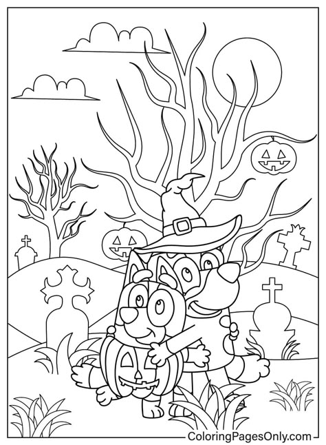 Halloween Door Decorations Classroom, Cute Coloring Sheets, Colouring Activities, Bluey Halloween, Free Colouring Pages, Halloween Coloring Pages For Kids, Colouring Pages For Kids, Halloween Coloring Sheets, Printable Colouring Pages