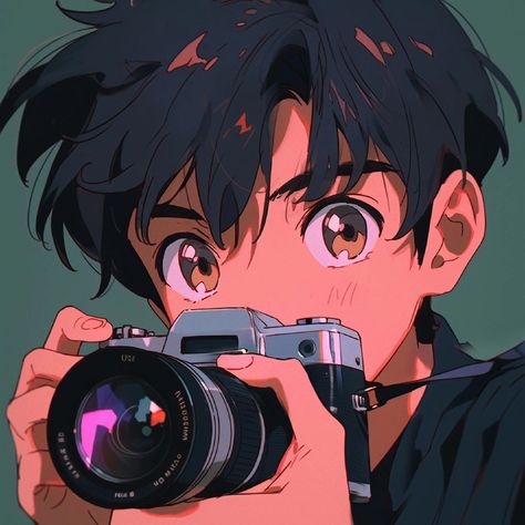 Guy With Camera Drawing, Camera Boy Aesthetic, Anime With Camera, Anime Camera Aesthetic, Anime Aesthetic Boy, Anime With Glasses, Anime Art Aesthetic 90s, Camera Character, Anime Camera