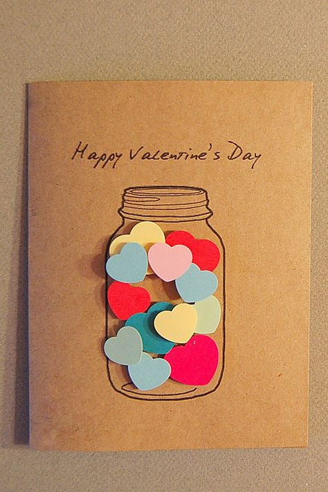 Selamat Hari Valentine, Diy Valentines Cards, Homemade Valentines, Handmade Valentine, Birthday Cards Diy, Diy Tips, Valentine's Day Diy, In A Jar, Valentine Day Crafts