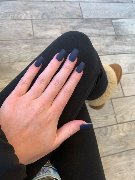 Navy Blue Nails Matte Short, Navy Blue Dip Powder Nails, Dark Blue Matte Nails, Navy Matte Nails, Navy Blue Dip Nails, Matte Dip Nails, Matte Navy Nails, Matte Navy Blue Nails, Matte Manicure