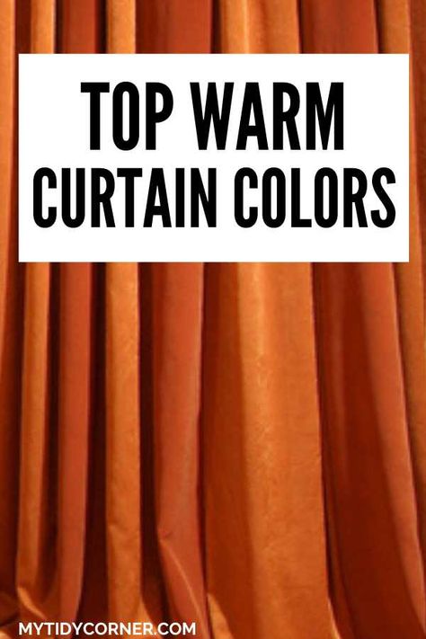 warm curtain colors Orange Curtains Living Room Ideas, Cozy Curtains Living Room, Living Room Curtains Ideas Color Schemes, Orange Curtains Bedroom, Orange Curtains Living Room, Cozy Curtains, Rust Curtains, Curtains For Grey Walls, Fall Curtains