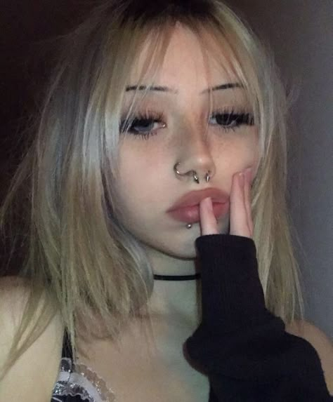 Gorgeous Brown Hair, Blonde Goth, Girl Face Tattoo, Big Lashes, Face Piercings, Piercings For Girls, Makeup For Blondes, Dyed Hair Inspiration, Ethereal Makeup