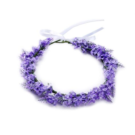 Flower Garland Headband Purple | Lavender Crown Head Band Women - Flower Headband - Aliexpress Flower Garland Hair, Hair Garland, Lavender Wreath, Ribbon Garland, Wreath Accessories, Flower Band, Lavender Floral, Tiara Crown, Flower Crown Wedding