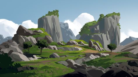 Stylized Art Style, Enviroment Art, Background Study, Environment Painting, Landscape Rock, House Cartoon, Digital Painting Techniques, Lucid Dream, Landscape Concept