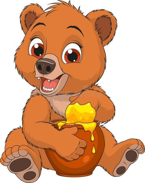 Funny bear with a pot of honey. Vector illustration, funny baby bear likes to ea #Sponsored , #sponsored, #paid, #pot, #Funny, #Vector, #honey Honey Bear Tattoo, Honey Images, Funny Dolphin, Bear Honey, Angry Dog, Illustration Funny, Animated Pictures, Bear Vector, Baby Wolf