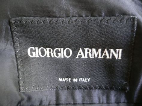 Pinstripes Suit, Armani Suit, Label Inspiration, Armani Clothing, Main Label, Armani Suits, Sewing Labels, Armani Black, Suit Men