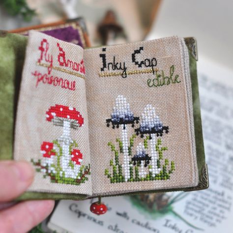 Fungi Book Stitch Along.halloweencross Stitchstitch.mushroom Cross Stitch Pattern. Cottagecore Cross Stitch. SAL by Livingontherainbow - Etsy UK Embroidered Needle Book, Ways To Display Cross Stitch, Cottagecore Cross Stitch Pattern, Cross Stitch Display Ideas, Cross Stitch Crafts, Display Cross Stitch, Cottagecore Cross Stitch, Cross Stitch Journal, World Map Cross Stitch