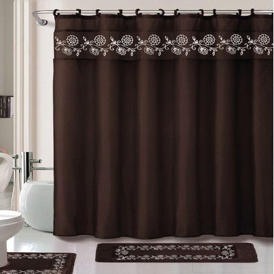 Kashi Home Leaves 15 Piece Shower Curtain Set & Reviews | Wayfair Brown And Gold Bathroom, Chocolate Leaves, Gold Bathroom Set, Brown Shower Curtain, Complete Bathrooms, Gold Bathroom, Bath Mat Sets, Shower Curtain Set, Shower Liner