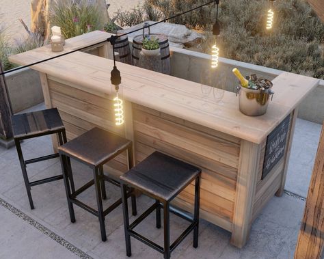 Diy Outdoor Bar Plans, Bar Plans Diy, Outdoor Bar Plans, Bar En Plein Air, Deck Bar, Diy Outdoor Bar, Home Bar Rooms, Diy Projects Plans, Bar Exterior