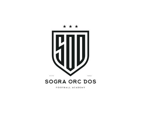 S O D Monogram Football Logo Football Academy Logo Design, Soccer Logos Design, Soccer Club Logo Design, Sports Academy Logo, Logo Design Football, Futbol Logo, Football Team Logo Design, Monogram Logo Letters, Football Club Logo