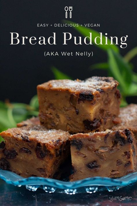 Festive Bread Pudding (vegan with vegetarian option) Gf Bread Pudding, Vegan Bread Pudding Easy, Vegan Bread Pudding Recipes, Vegan Pudding Cake, Bread Pudding Vegan, Gluten Free Bread Pudding, Vegan Bread Pudding, Festive Bread, Patisserie Vegan