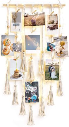 49 Alley Wedding Ideas in 2022 | wedding, wedding decorations, backyard wedding Photo Display Wall, Lights Boho, Hanging Photo Display, Photo Wall Hanging, Photo Wall Display, Pc Photo, White String Lights, Wooden Bead Garland, Display Wall