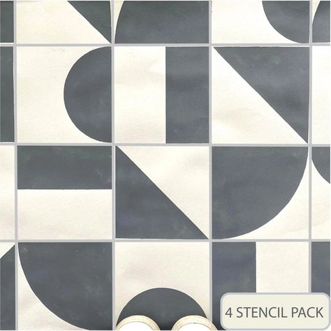 Hamilton Tile 4 Pack Stencils for Patios Floors Tiles and - Etsy UK Geometric Stencil, Stencil Fabric, Tile Stencil, Stenciled Floor, Patio Flooring, Geometric Tiles, Stencil Furniture, Foam Roller, Diy Flooring