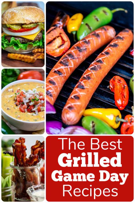 Grilling and Game Day are a match made in heaven. Whether it is tailgating, having friends over to watch the game, or just spending time with family, these Grilled Game Day recipes will inspire your creativity! via @kitchen laughter Gameday Grilling Recipes, Tailgate Food On The Grill, Gameday Grilling Ideas, Tailgating Grilling Ideas, Game Day Grill Recipes, Grilled Tailgate Food, Game Day Grilling, Tailgate Grilling Recipes, Tailgate Grill Food