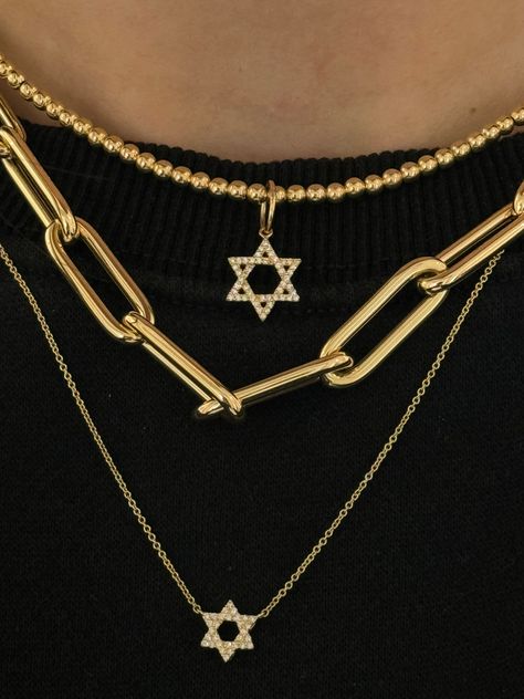 Details: 14k Solid Gold Cable Chain (1.76g) with a Pave Diamond (0.07ct) Star of David pendant Necklace 15-18" in length Made in Italy Star Of David Pendant, Diamond Charm, Star Of David, Link Necklace, Diamond Heart, Pave Diamonds, Cable Chain, Heart Charm, Solid Gold