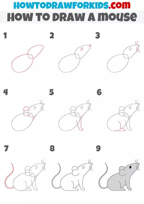 How to Draw a Mouse Step by Step - Drawing Tutorial For Kids Draw A Mouse Easy, Mice Drawing Simple, How To Draw Mice Step By Step, How To Draw A Mouse Easy, How To Draw A Mouse Step By Step, Mouse Drawing Simple, How To Draw A Mouse, Mouse Drawing Step By Step, Mouse Drawing Easy