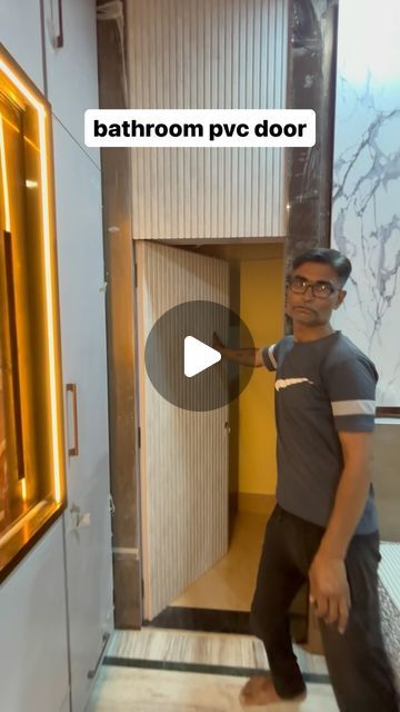 Narsi Bhai Suthar on Instagram: "hidden bathroom pvc door wall facing panel auto close system new 2024" Modern Bathroom Door Design, Hidden Door In Bathroom, Pvc Doors Bathroom, Pvc Bathroom Door Design, Hidden Bathroom Door, Modern Bathroom Door, Hidden Bathroom, Pvc Wall Panels Designs, Bathroom Door Design