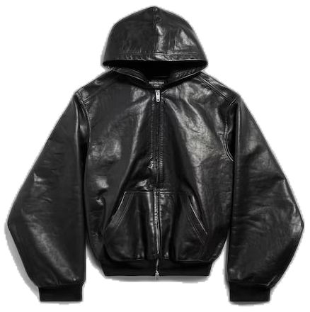 Leather Hoodie Jacket, Balenciaga Leather Jacket, Leather Jacket Hoodie, Balenciaga Hoodie, Leather Hoodie, White Leather Jacket, All Black Fashion, Fall 24, Fits Clothes