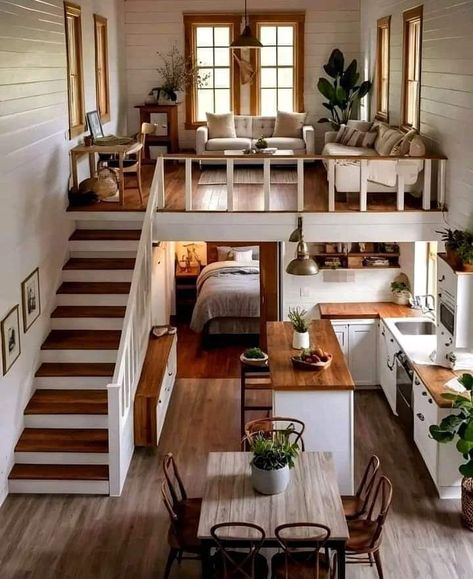 Tiny House Layout, Tiny House Inspiration, Tiny House Floor Plans, Tiny Cottage, Cottage Living Rooms, Loft House, Tiny House Interior, Tiny House Cabin, Tiny House Living