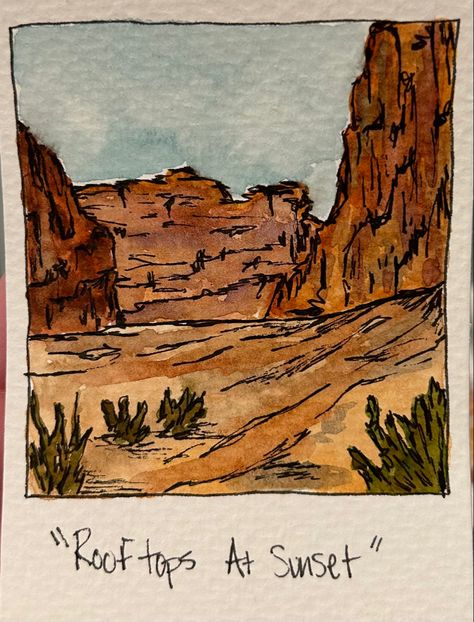 Watercolor Arizona Landscape, Watercolor Western Art, Western Watercolor Paintings Easy, Zion Watercolor, Watercolor Arizona, Western Watercolor Paintings, Utah Watercolor, Utah Painting, Western Sketches