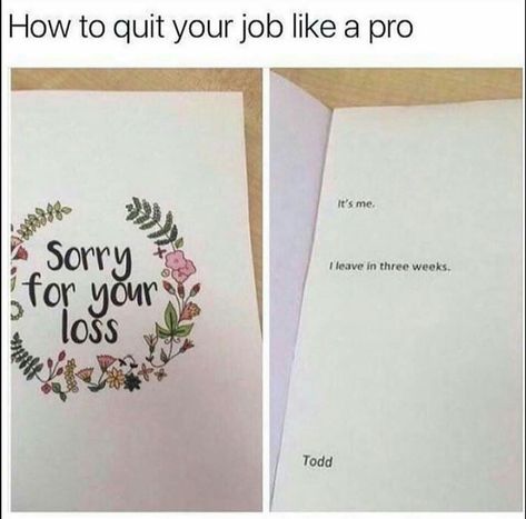 Quit Your Job Quotes, Job Quotes Funny, Quit Job, Job Memes, Hate Work, Quitting Job, Funny Texts From Parents, Quit Your Job, Sorry For Your Loss