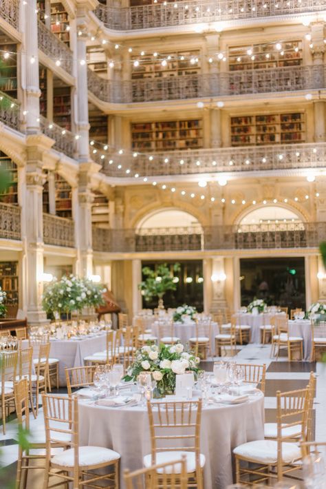 Peabody Library Wedding | Baltimore Wedding | SRS Events Library Wedding Reception, George Peabody Library, Coastal Wedding Venues, Peabody Library, Maryland Wedding Venues, Romantic Wedding Venue, Wedding Send Off, Library Wedding, Terrace Ideas