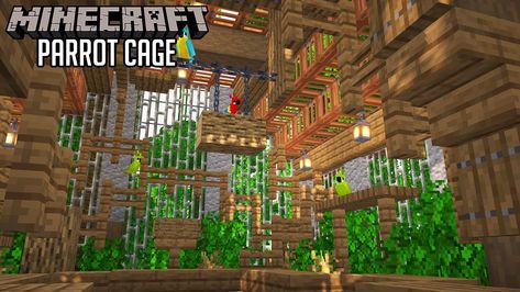 Aviary Minecraft, Parrot Cage Minecraft, Minecraft Parrot Enclosure, Camel Enclosure Minecraft, Minecraft Enclosure Ideas, Minecraft Pet Room, Minecraft Aviary, Minecraft Zoo Entrance, Minecraft Parrot House