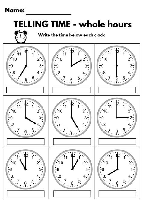 10 Printable Learning to Tell Time Worksheets. Kindergarten-1st Grade-2nd Grade Math. Clock Worksheets Telling the Time, Whole Hours - Etsy | Clock worksheets, Time worksheets, Telling time worksheets Time Worksheets Grade 3, Kindergarten Telling Time, Learning To Tell Time, Math Clock, Clock Worksheets, Learning Clock, Telling Time Worksheets, Mathematics Worksheets, 2nd Grade Math Worksheets