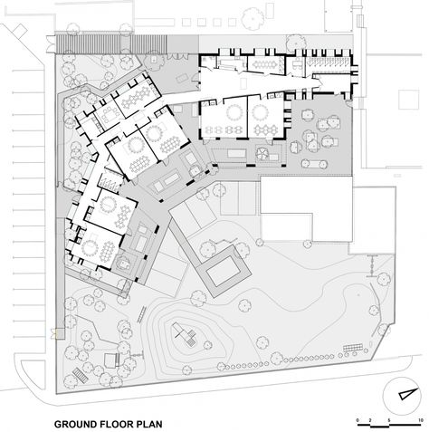 The Kindergarten of the German School of Athens / Potiropoulos D+L Architects Kindergarten Plan, Kindergarten Plan Architecture Projects, Kindergarten Design Plan Concept, School Of Architecture Plan, Primary School Design Architecture Plan, Elementary School Architecture Plan, School Of Athens, Retaining Wall Design, Kindergarten Design