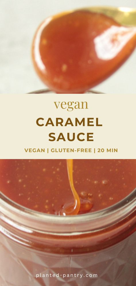 This easy vegan Caramel Sauce is gluten-free, nut-free, and ready in 20 minutes. Use it to top your favorite desserts, dip your fruit, or make vegan caramel apples. Vegan Caramel Sauce Recipe, Vegan Caramel Sauce, Vegan Caramel Apple, Vegan Salted Caramel, Homemade Maple Syrup, Caramel Recipes Sauce, Vegan Caramel, Salted Caramel Sauce, Vegan Sauces