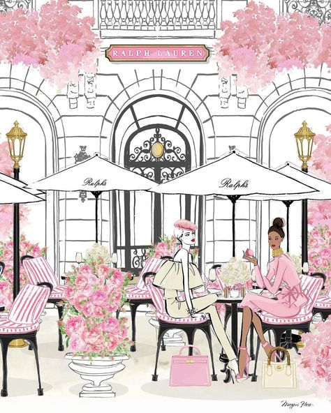 MEGAN HESS on Instagram: “RALPHS PARIS - in pink! The dreamiest coffees and popcorn are always from Ralphs in Paris. ……………. One of the NEW prints in my Parisian…” Fancy Desserter, Megan Hess Illustration, Molduras Vintage, Megan Hess, I Believe In Pink, Tapeta Pro Iphone, Fashion Wall Art, Fashion Art Illustration, Miss Dior