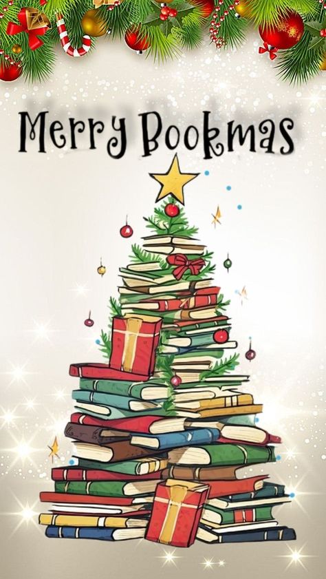 Christmas Books Wallpaper, Book Christmas Wallpaper, Winter Reading Quotes, Christmas Book Wallpaper, Christmas Books Aesthetic, Christmas Book Aesthetic, Merry Bookmas, Christmas Library, Library Posters