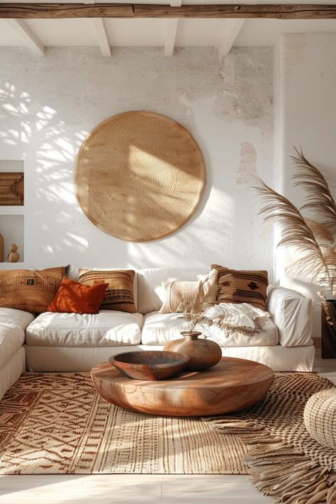 29 Afrohemian Decor Living Room Ideas to Transform Your Space 20 Boho Organic Decor, Bohemian African Decor, African Inspired Interior Design, Earthy Boho Decor, Boho Theme Living Room, Bali Style Living Room, Bali Living Room Ideas, African Living Room Ideas, African Room Decor