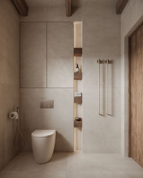 Yana Prydalna | Organic Wabi-Sabi Bathroom. Rate this design properly! 🙏🏽 Step into a serene retreat where simplicity and natural beauty merge… | Instagram Luxury Wabi Sabi Interior, Wabi Sabi Apartment Interior Design, Bathroom Design Minimal, Wabi Sabi Toilet Design, Wc Bathroom Design, Wabi Sabi Interior Bathroom, Mini Bathroom Design, Organic Design Interior, Wabisabi Bathroom