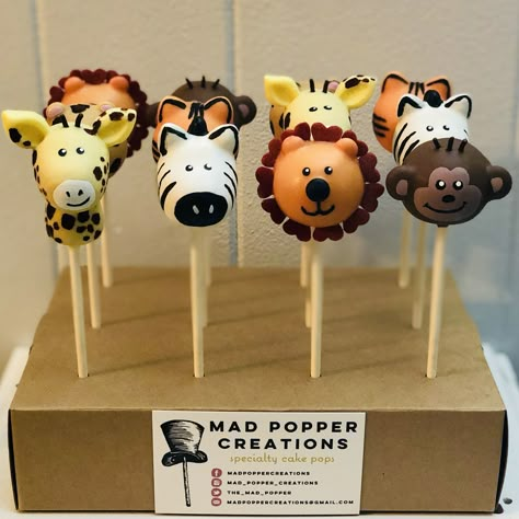 Zoo Themed Cake Pops, Safari Animal Cake Pops, Zoo Animal Cake Pops, Jungle Themed Cake Pops, Wild Animal Cake Pops, Jungle Safari Cake Pops, Animal Theme Desserts, Cake Pops Safari Theme, Animal Cake Pops Jungle