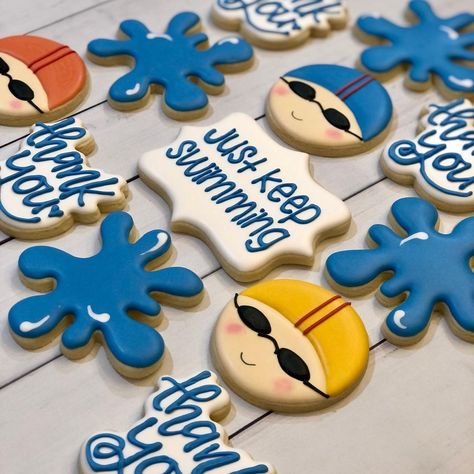 Swim Team Cookies Decorated, Swimming Cookies Decorated, Swim Team Cookies, Swim Cookies, Skylar White, Emma Claire, Cookies 2023, Swimming Cake, Cookies Summer