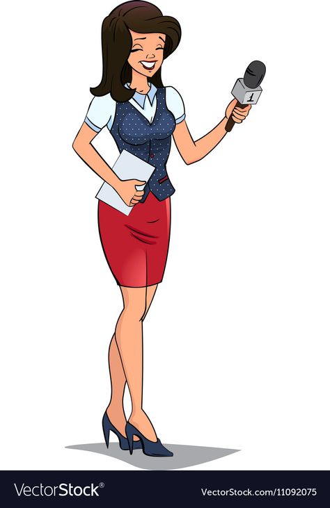 Reporter Drawing, Tv Reporter Aesthetic, Picture Story Writing, Female Journalist, Drawings Of People, Art Test, Caricature Sketch, Rpg Ideas, Vector People