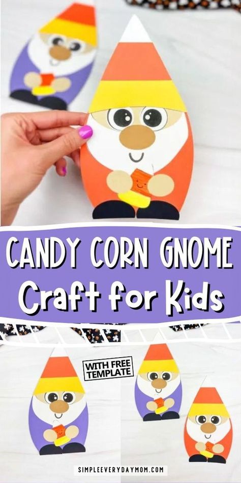 Celebrate the delicious excitement of Halloween by making a kids craft that’s as sweet as it is fun. Meet our charming gnome friend made with this fun and easy candy corn gnome craft for kids! He’s dressed in candy corn inspired attire and is even holding a happy candy corn! We have a whole array of Halloween crafts for kids that are cute, fun, and not too spooky! Check them out for more holiday fun to keep the kids engaged and excited for the festivities! Candy Corn Gnome, Corn Crafts, Gnome Craft, Candy Corn Crafts, Kindergarten Craft Activities, Halloween Books For Kids, Easy Candy, Halloween Craft Projects, Headband Crafts