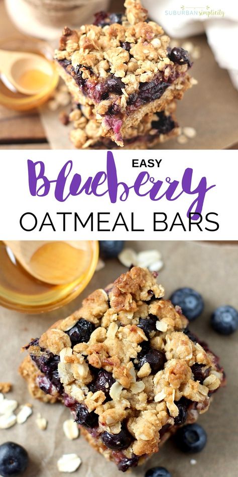 Healthy Oatmeal Bars, Easy Oatmeal Bars, Oatmeal Bars Healthy, Oatmeal Breakfast Bars, Easy Oatmeal, Blueberry Oatmeal, Dessert Aux Fruits, Fruit Salads, Easy Blueberry