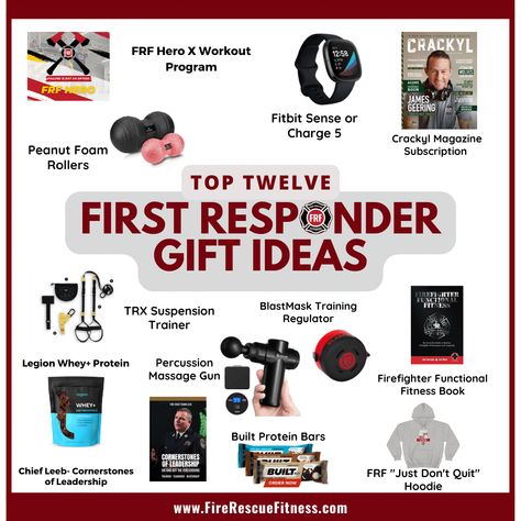 Having difficulty finding the ideal present for the firefighter, EMT, or paramedic you know? Here's a list that will assist. Present (no pun intended) them with something that will enhance their resilience and make them an even more effective first responder. Enjoy the Holiday season! #firefighter #firelife #xmasgifts #holidays #healthy #bestgifts Gifts For Firefighters, Firefighter Fitness, Emt Study, Firefighter Workout, Firefighter Training, Emt Gift, Firefighter Paramedic, Firefighter Emt, Workout Shakes