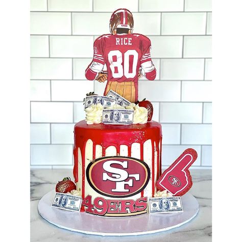 49er Cake Ideas, San Francisco 49ers Cake, 49er Party, 49ers Birthday Party, 49ers Birthday, 49ers Cake, Nfl Cake, Groomsman Cake, Man Cakes